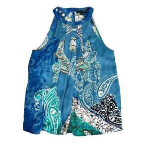 Carole Little Blue Pleated Halter Top  Size Medium